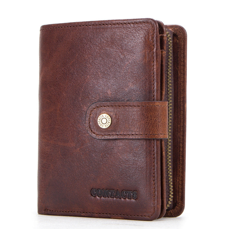 Leather Wallet RFID Blocking Card Case Holder with ID Window