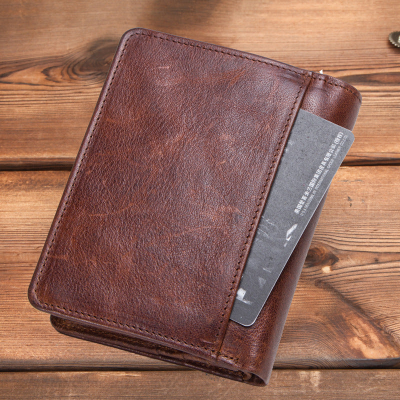 Leather Wallet RFID Blocking Card Case Holder with ID Window