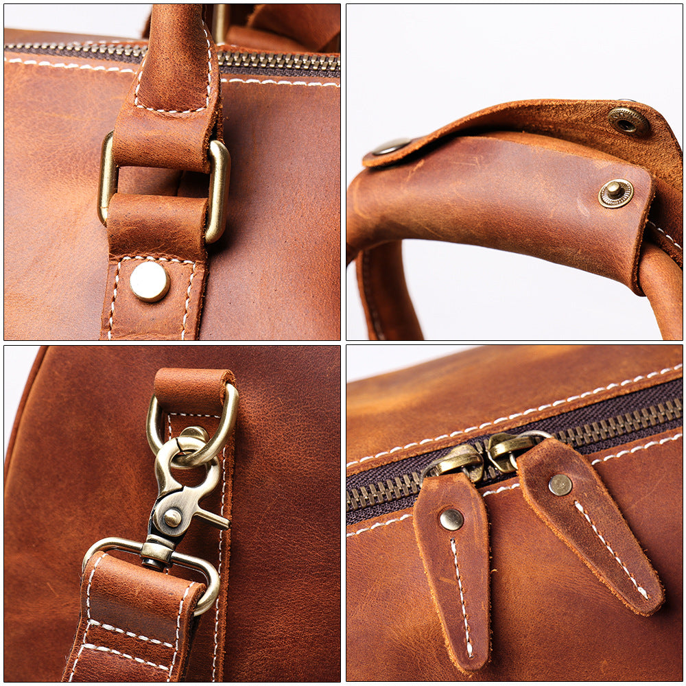 Men's Genuine Leather Travel Duffle Bag