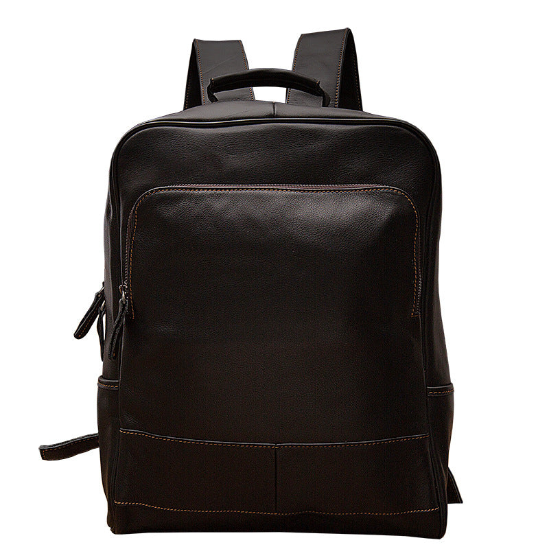 Men's Handcrafted Full-Grain Black Leather Backpack