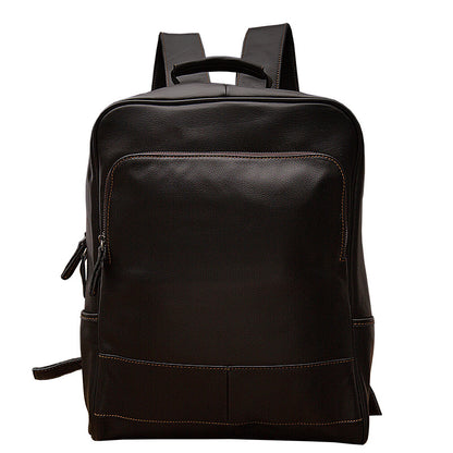 Men's Handcrafted Full-Grain Black Leather Backpack