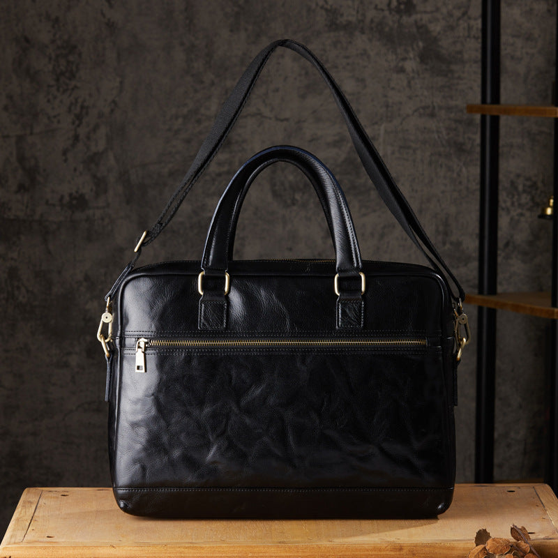 Men's Handcrafted Full-Grain Leather Briefcase