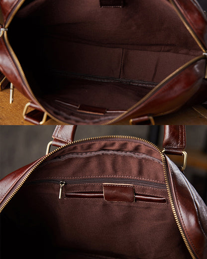 Men's Handcrafted Full-Grain Leather Briefcase