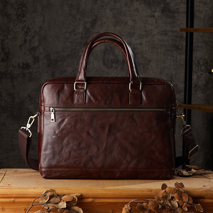 Men's Handcrafted Full-Grain Leather Briefcase