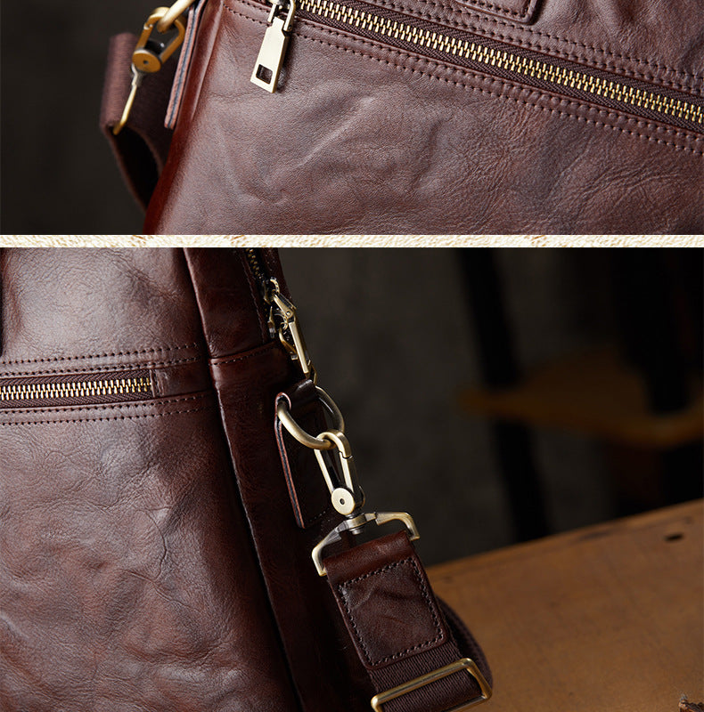 Men's Handcrafted Full-Grain Leather Briefcase