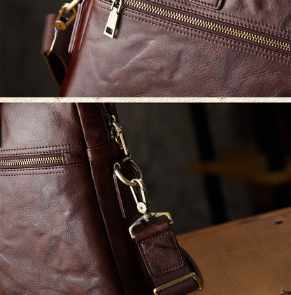 Men's Handcrafted Full-Grain Leather Briefcase