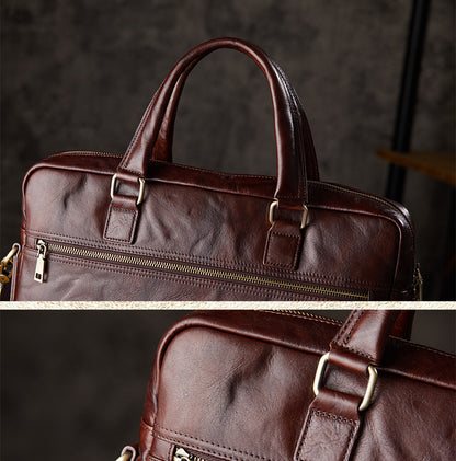 Men's Handcrafted Full-Grain Leather Briefcase