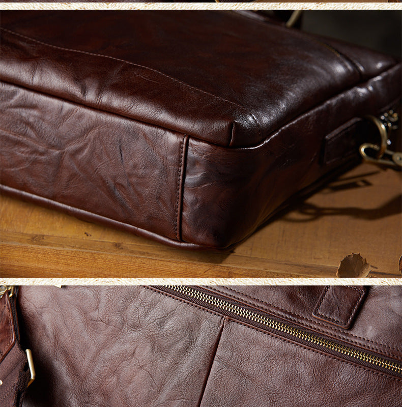 Men's Handcrafted Full-Grain Leather Briefcase