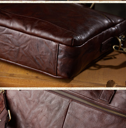 Men's Handcrafted Full-Grain Leather Briefcase