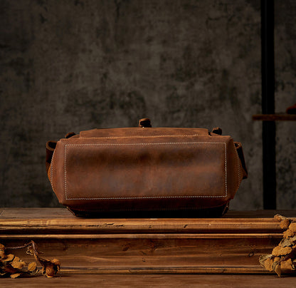 Men's Handcrafted Full-Grain Leather Travel & Laptop Backpack