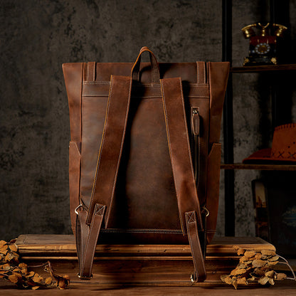 Men's Handcrafted Full-Grain Leather Travel & Laptop Backpack