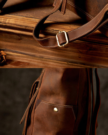 Men's Handcrafted Full-Grain Leather Travel & Laptop Backpack