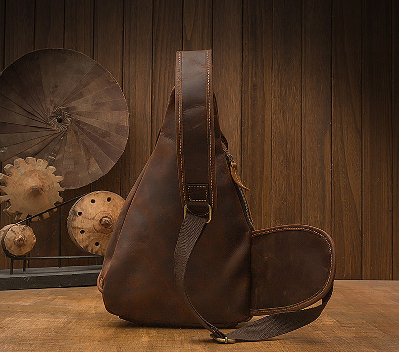 Men's Handmade Full-Grain Leather Sling Bag