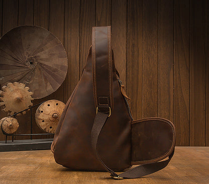 Men's Handmade Full-Grain Leather Sling Bag