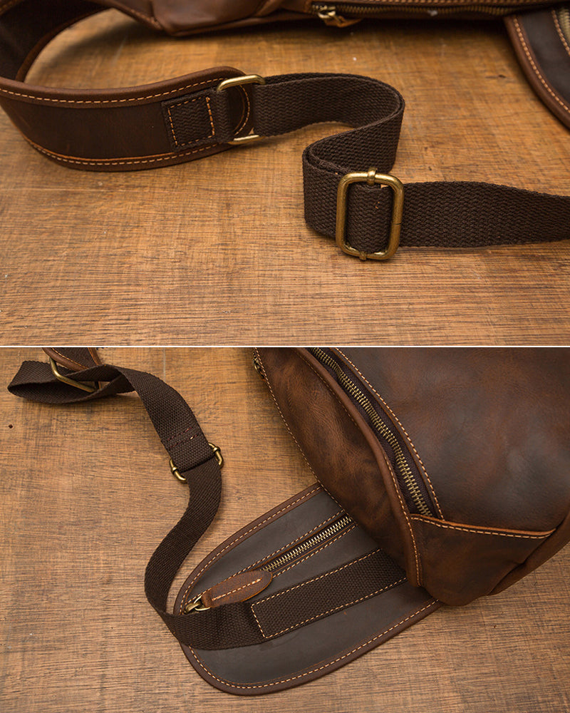 Men's Handmade Full-Grain Leather Sling Bag