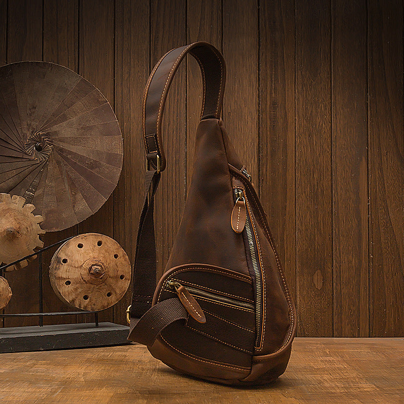 Men's Handmade Full-Grain Leather Sling Bag