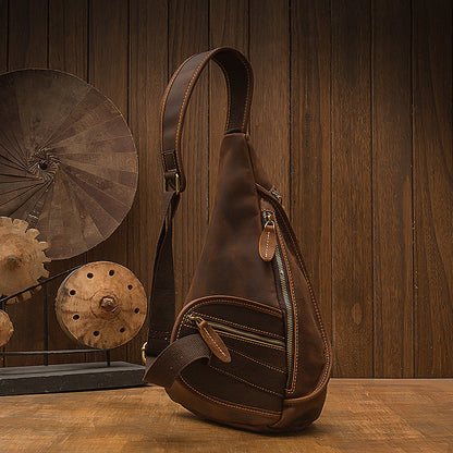 Men's Handmade Full-Grain Leather Sling Bag
