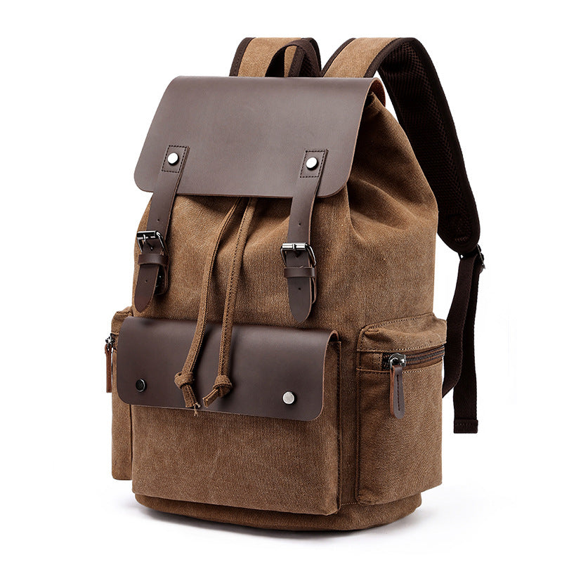 Leather Canvas Backpack 20-35L