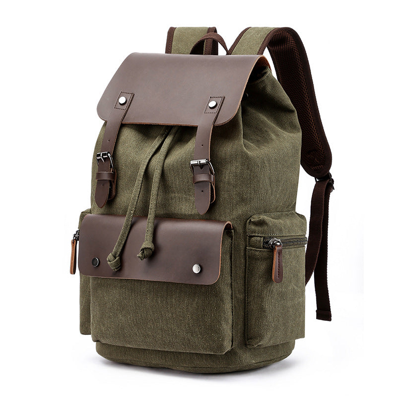 Leather Canvas Backpack 20-35L