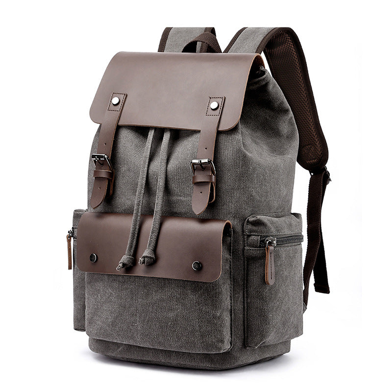 Leather Canvas Backpack 20-35L