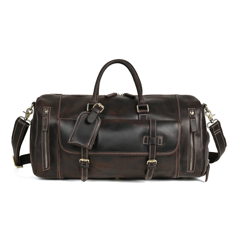 Men's Leather Duffle Bag With Shoe Compartment