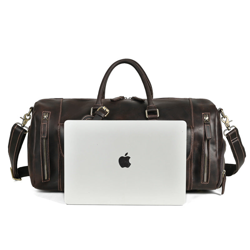 Men's Leather Duffle Bag With Shoe Compartment