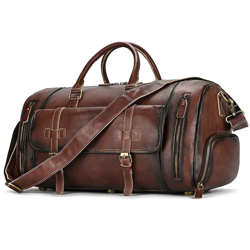 Men's Leather Duffle Bag With Shoe Compartment