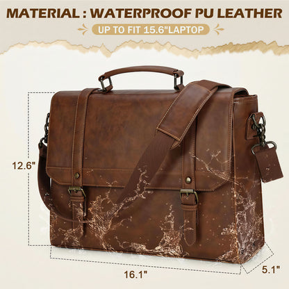 Men's Brown Leather Laptop Briefcase