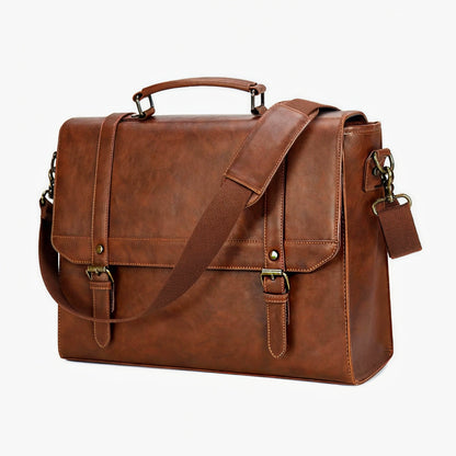 Men's Brown Leather Laptop Briefcase