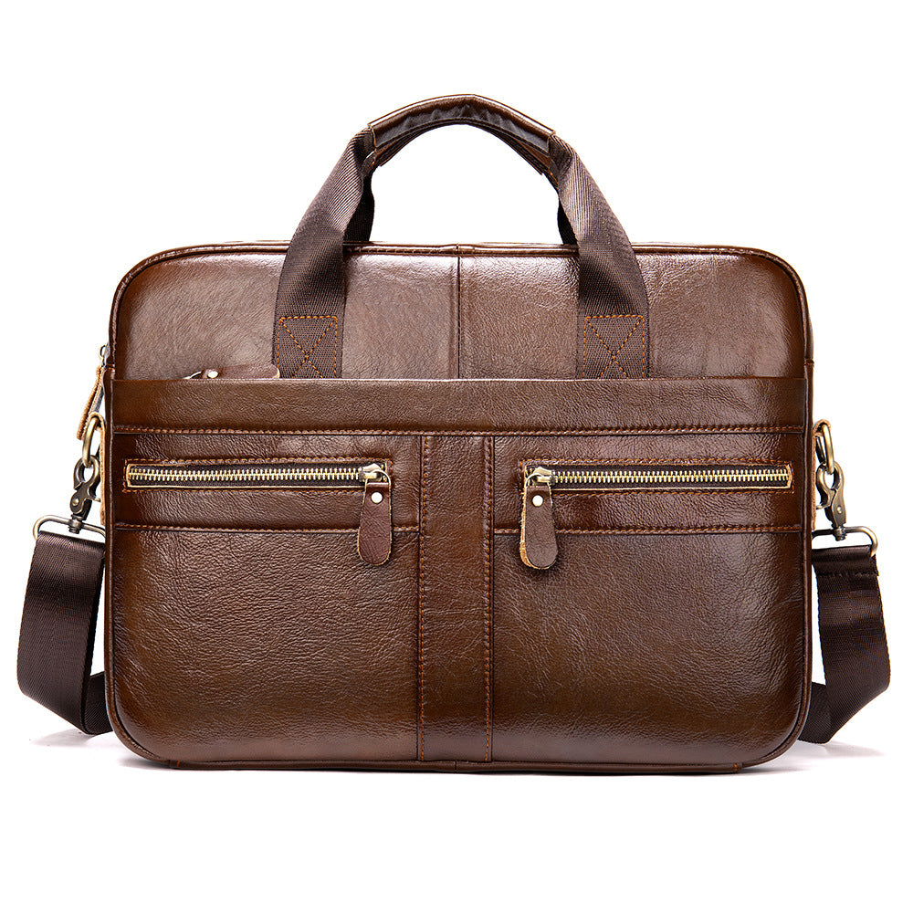 Men's Leather Messenger Bag, Fit 14-inch Laptop