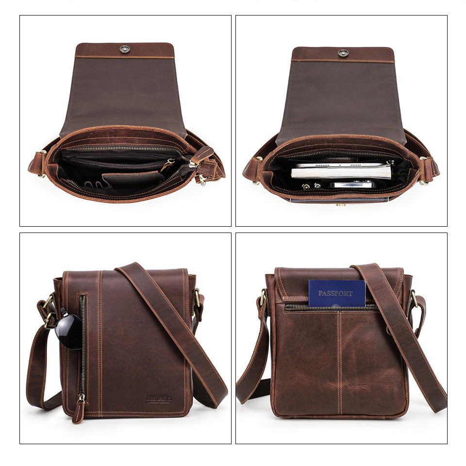 Men's Leather Messenger Shoulder Bag