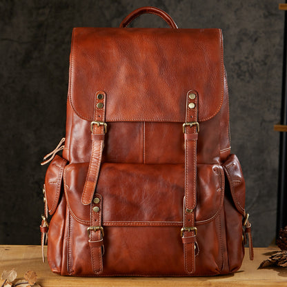 Men's Vintage Full-Grain Vegetable-Tanned Leather Backpack