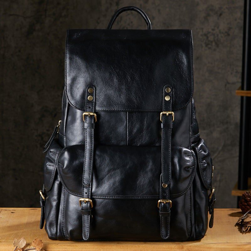 Men's Vintage Full-Grain Vegetable-Tanned Leather Backpack