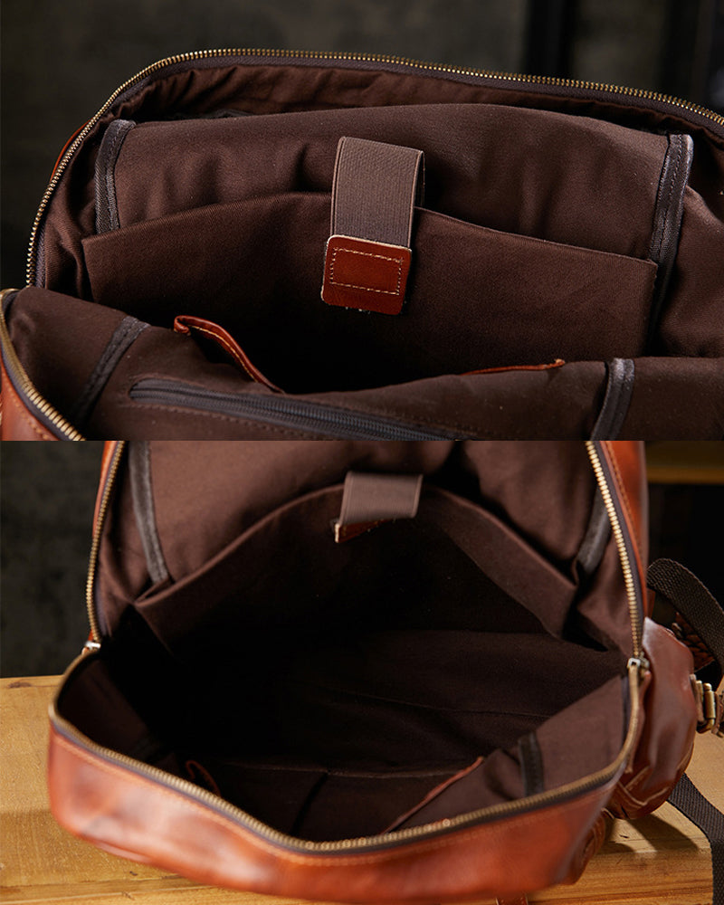 Men's Vintage Full-Grain Vegetable-Tanned Leather Backpack
