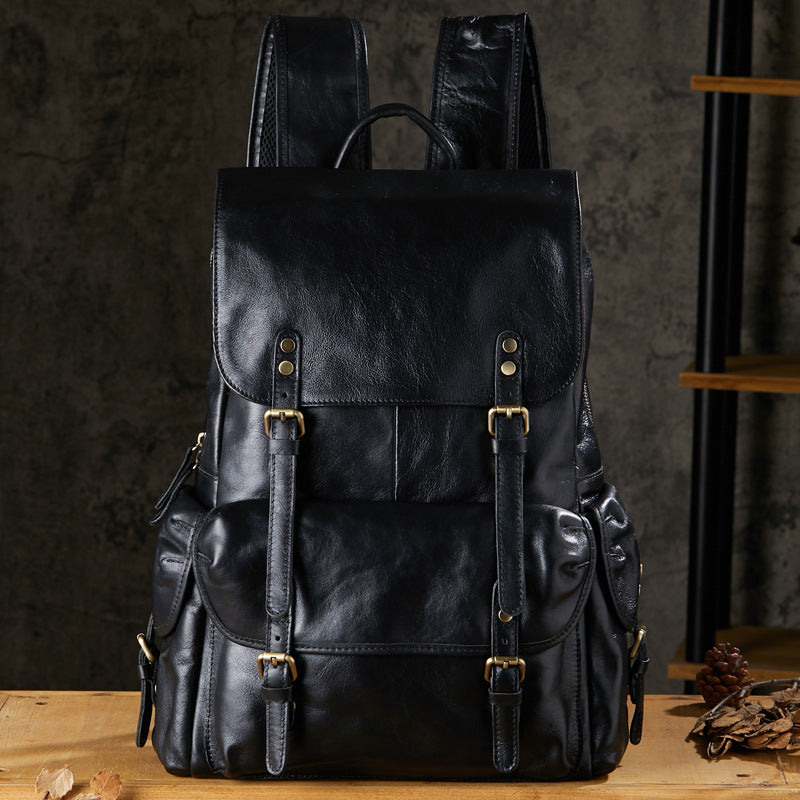 Men's Vintage Full-Grain Vegetable-Tanned Leather Backpack