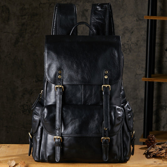 Men's Vintage Full-Grain Vegetable-Tanned Leather Backpack