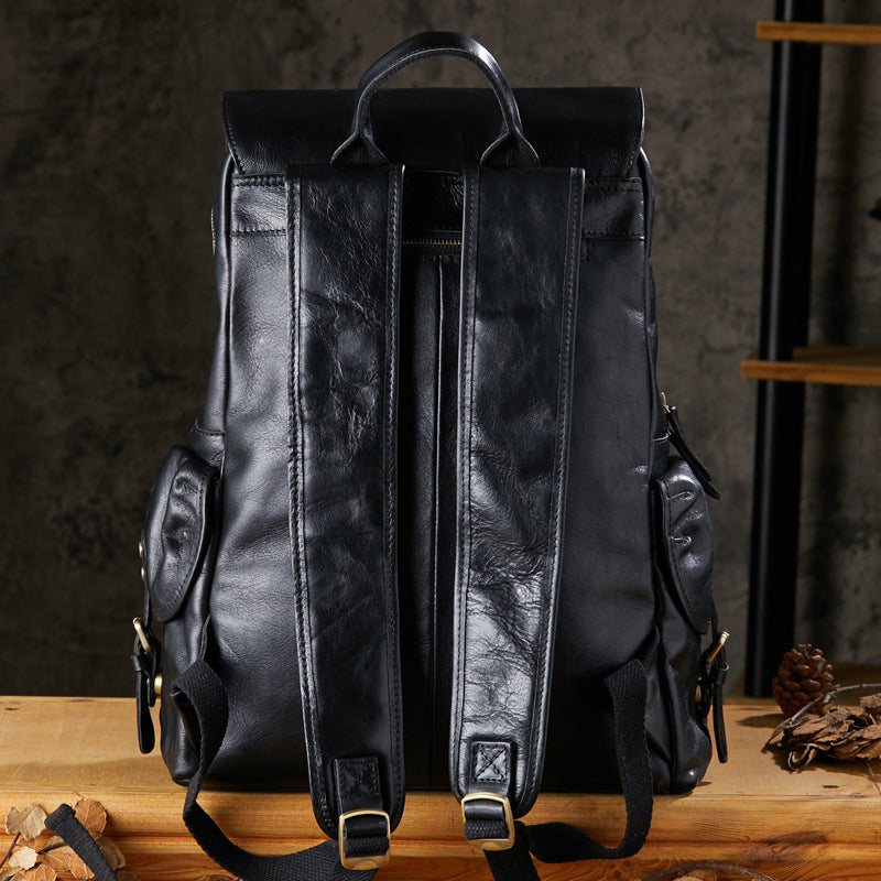 Men's Vintage Full-Grain Vegetable-Tanned Leather Backpack