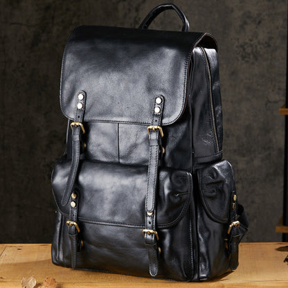 Men's Vintage Full-Grain Vegetable-Tanned Leather Backpack