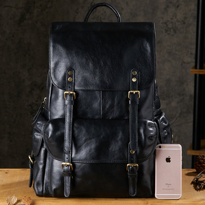 Men's Vintage Full-Grain Vegetable-Tanned Leather Backpack