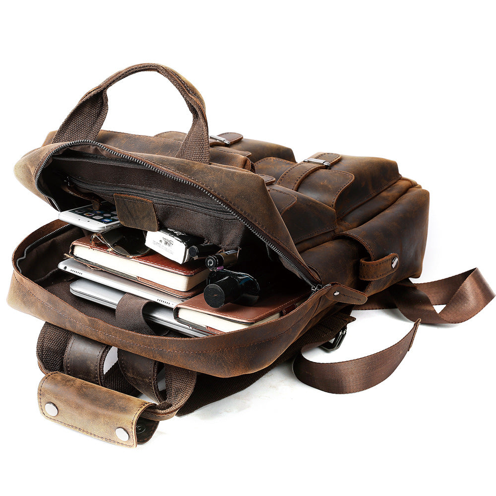 Mens Leather Travel Backpack