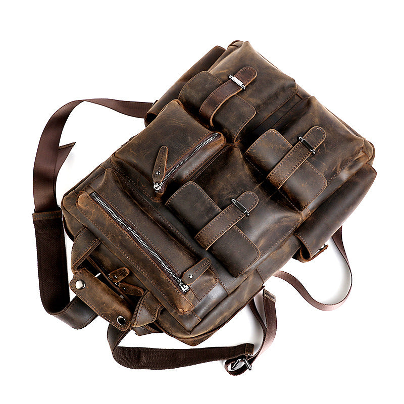 Mens Leather Travel Backpack