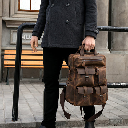 Mens Leather Travel Backpack