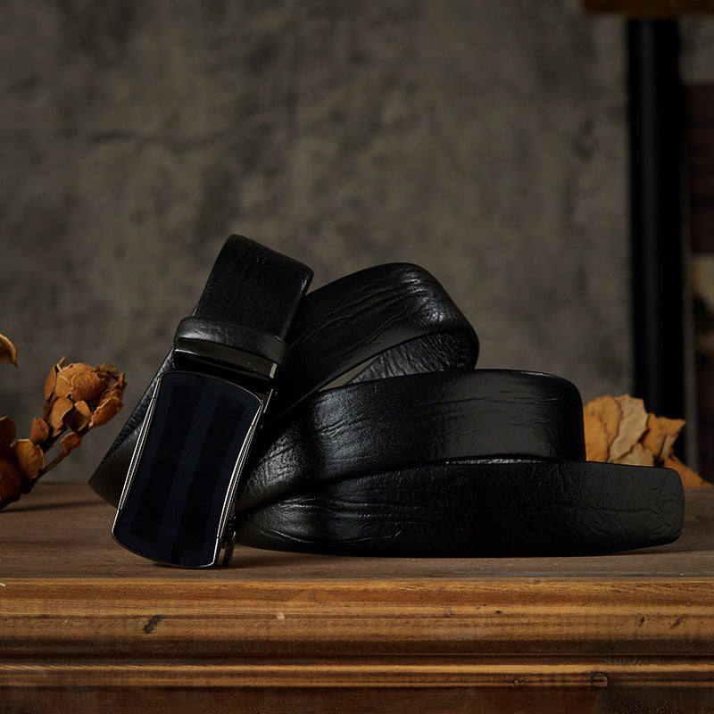 Handcrafted Men's Genuine Leather Belt with Automatic Closure