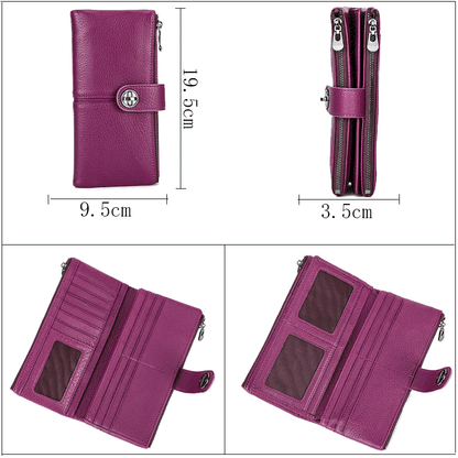 Women's Leather Trifold Wallet with AirTag