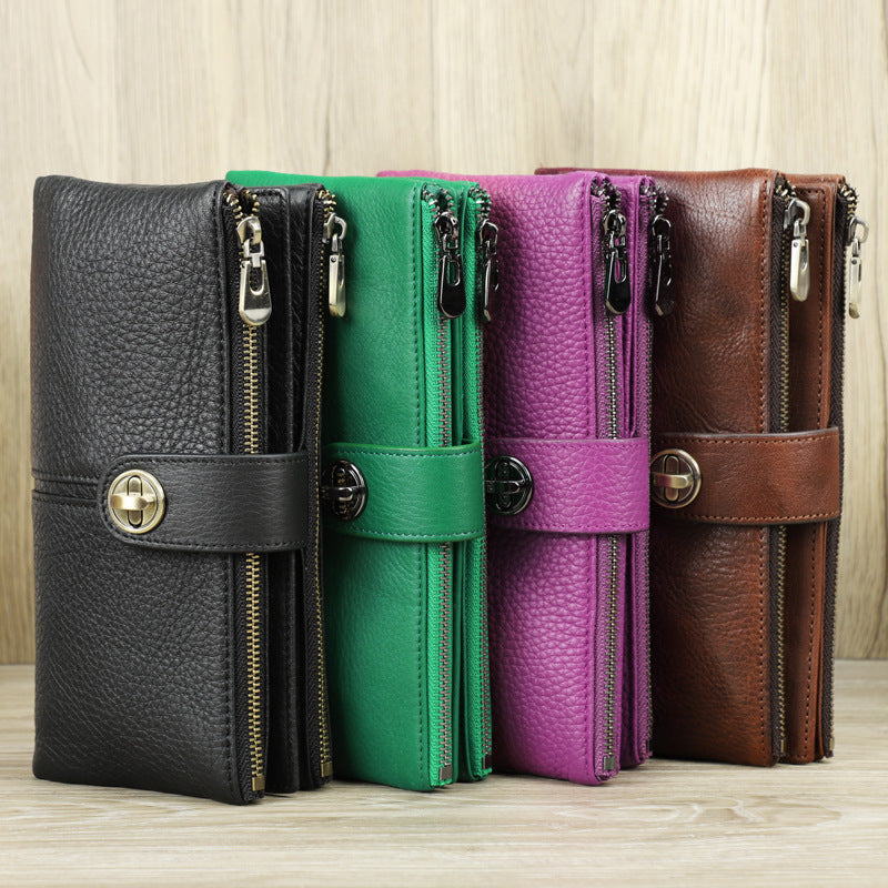 Women's Leather Trifold Wallet with AirTag