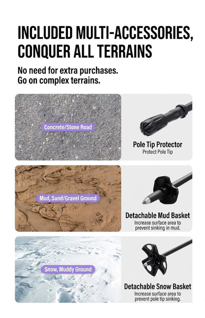 Real Carbon Fiber Adjustable Trekking Poles