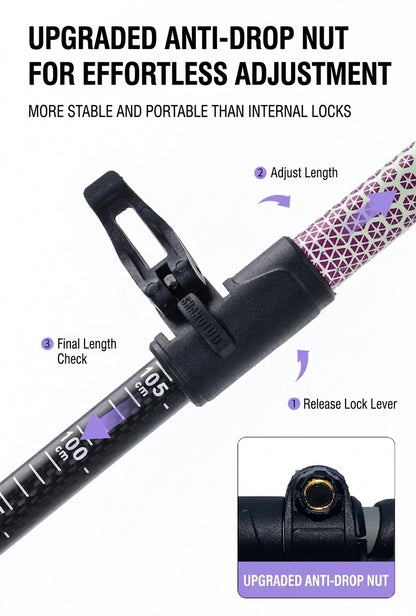 Real Carbon Fiber Adjustable Trekking Poles