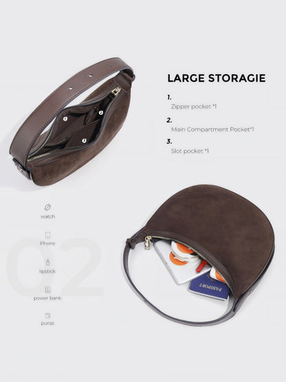 Women's Suede Hobo Bag with Adjustable Strap