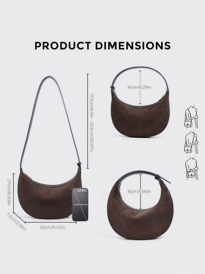 Women's Suede Hobo Bag with Adjustable Strap