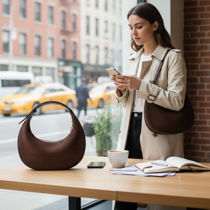 Women's Suede Hobo Bag with Adjustable Strap